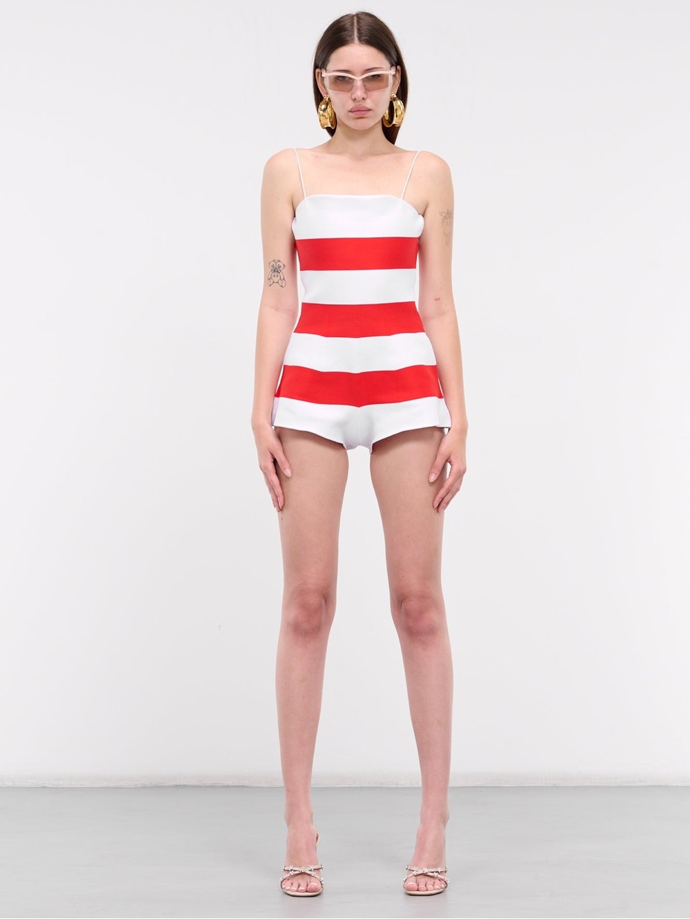 Jacquemus Combi Romper 34 XS S Red White Nautical Stripe